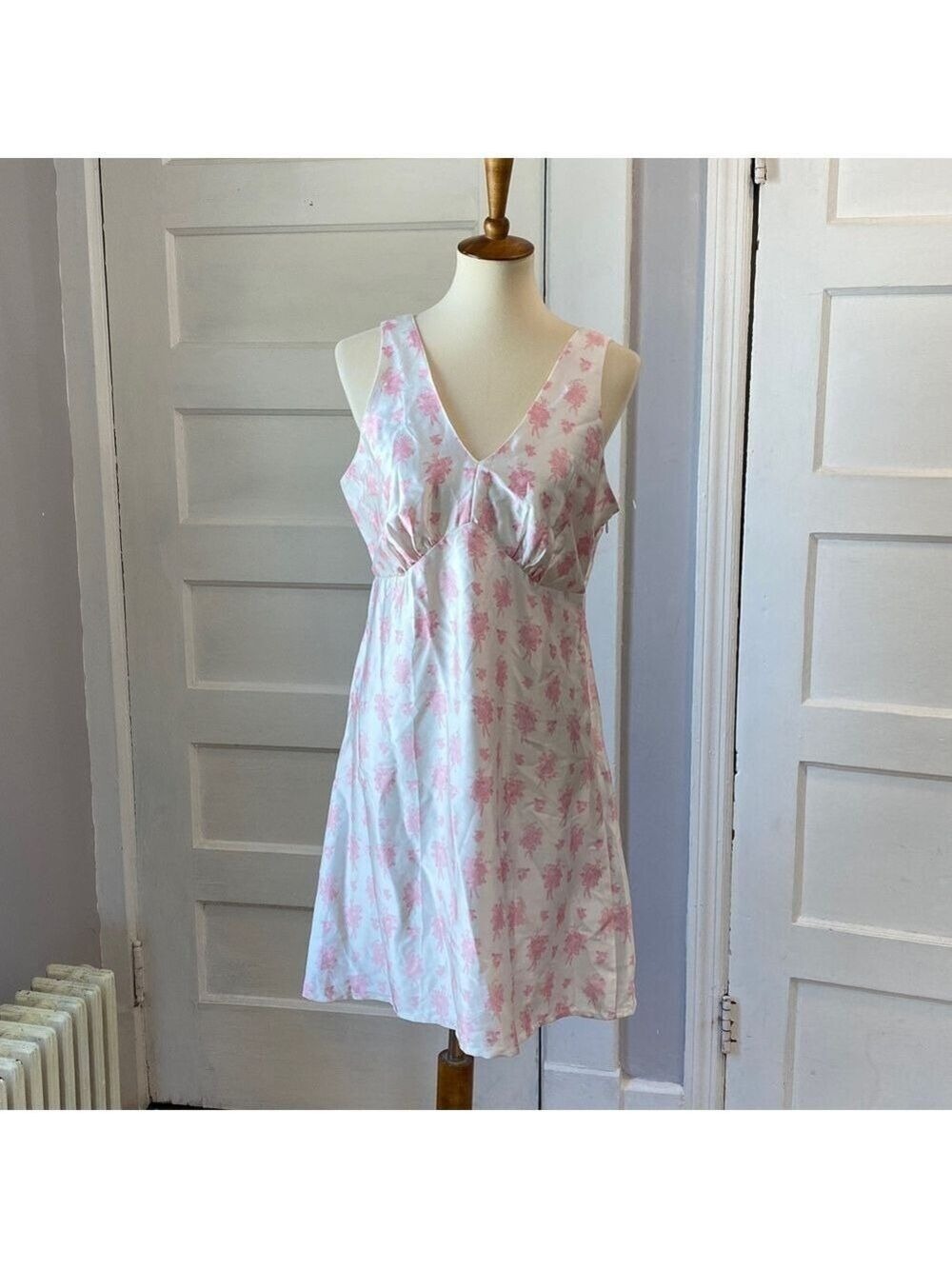 Jessica Simpson White and Pink Slip Dress, Size L